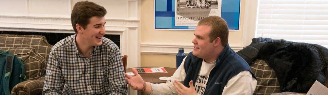 Jackson Roberts '19 and Peyton Powers '18 at a Shepherd Open House.